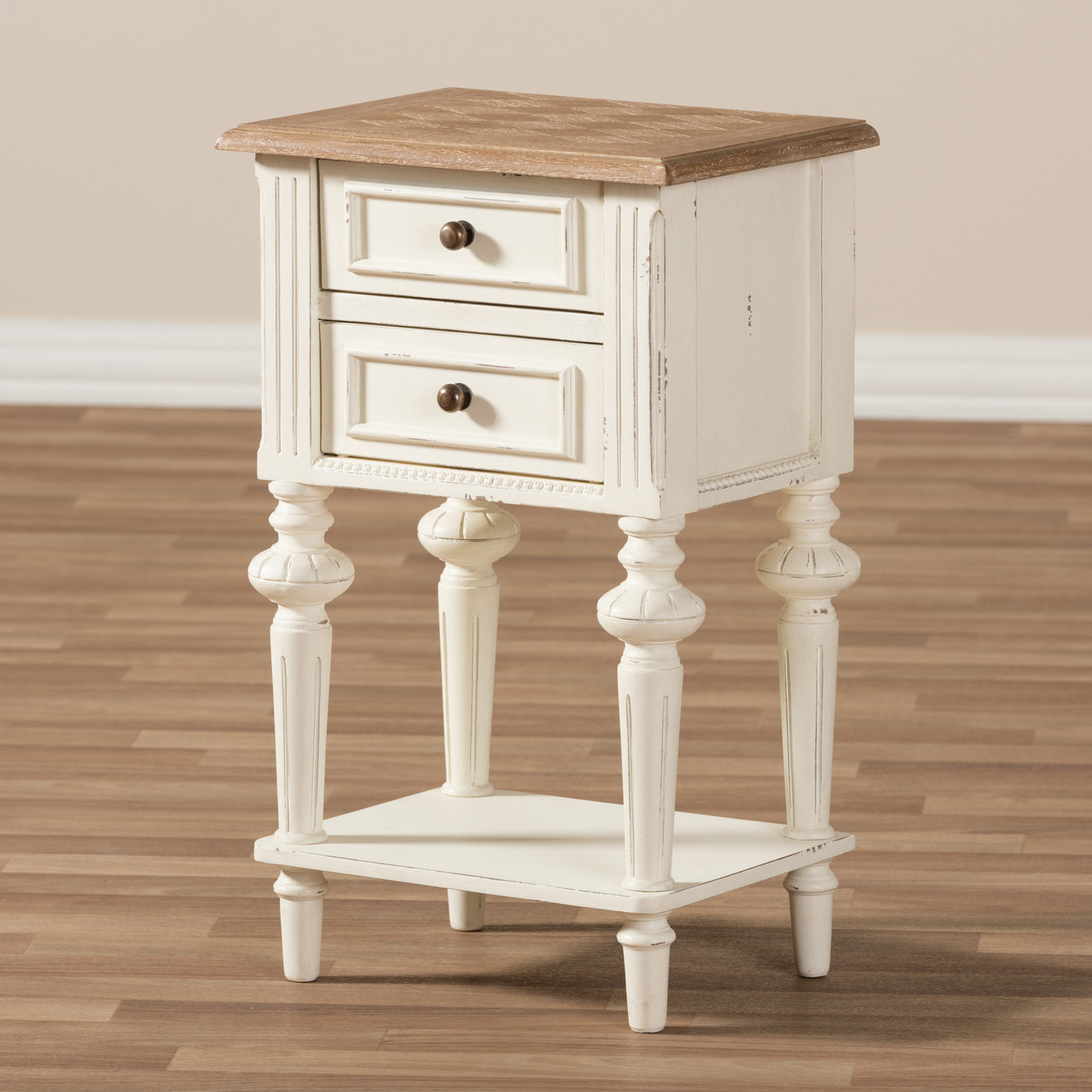 Baxton Studio Marquetterie French Provincial Style Weathered Oak